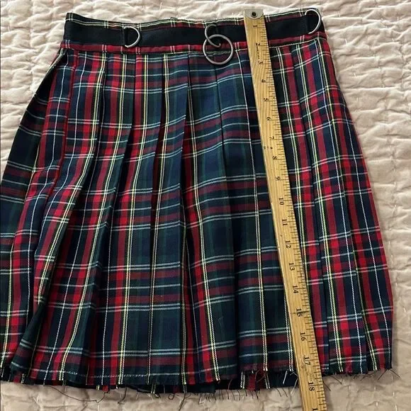 Dolls kill Current Mood Red and Blue Plaid A-Linepleated, small new with tags - Picture 6 of 7